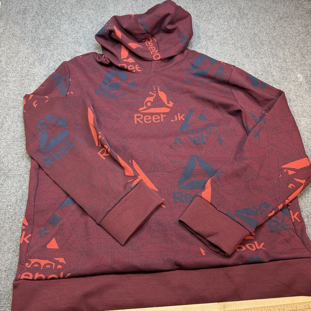 Reebok Men's Unwind Long Sleeve Maroon Hoodie Sweatshirt Size 2XL NWOT